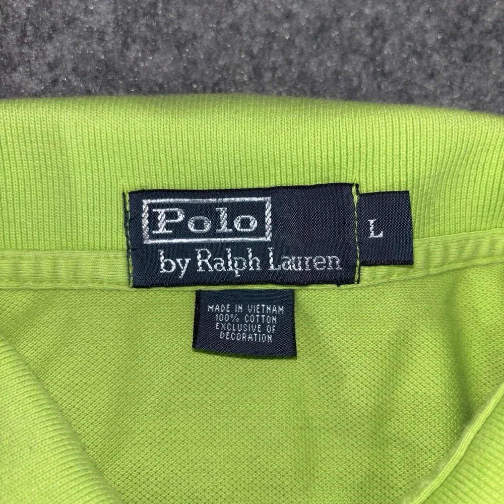 Polo Ralph Lauren Shirt Men's Large Lime Green‎ Short Sleeve Polo Classic Logo